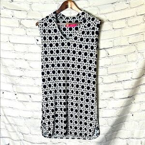 Macbeth Collections By Margaret Josephs Black & White Sleeveless Dress
